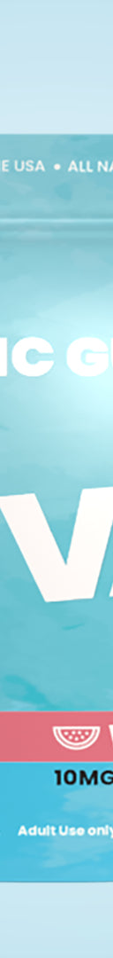 A package of Muscle MX Elevate Delta 9 THC Gummies in watermelon flavor with a strength of 10mg Delta-9 THC and 25mg CBD.