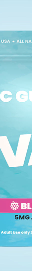 A package of Elevate Delta 9 THC Gummies with blue raspberry flavor, 5mg strength, branded by Muscle MX.