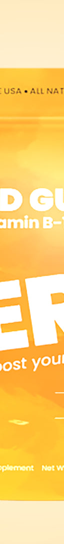 A package of Muscle MX CBD Gummies with Vitamin B-12 & Lion's Mane, labeled as 'ENERGY' with a tropical flavor, containing 25mg CBD per gummy and 10 gummies per package.