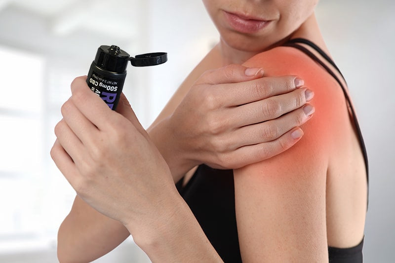 CBD Lotion on shoulder